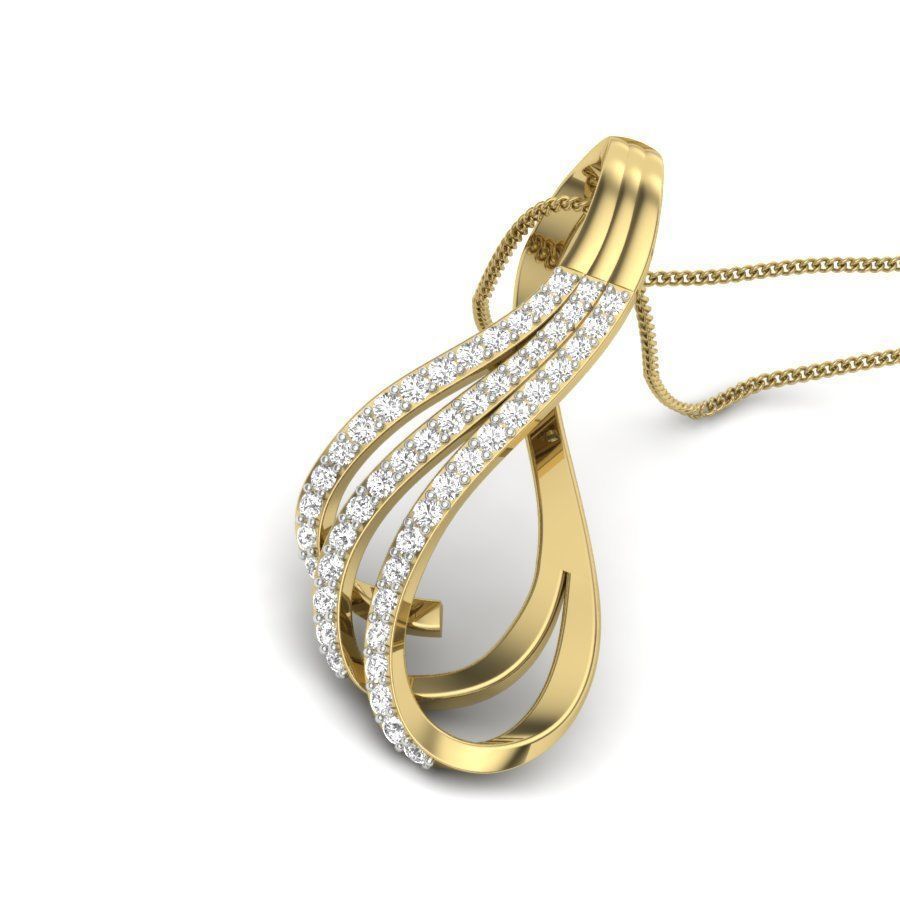 pendant 3dm stl render detail rose gold with diamonds 3D print model_17