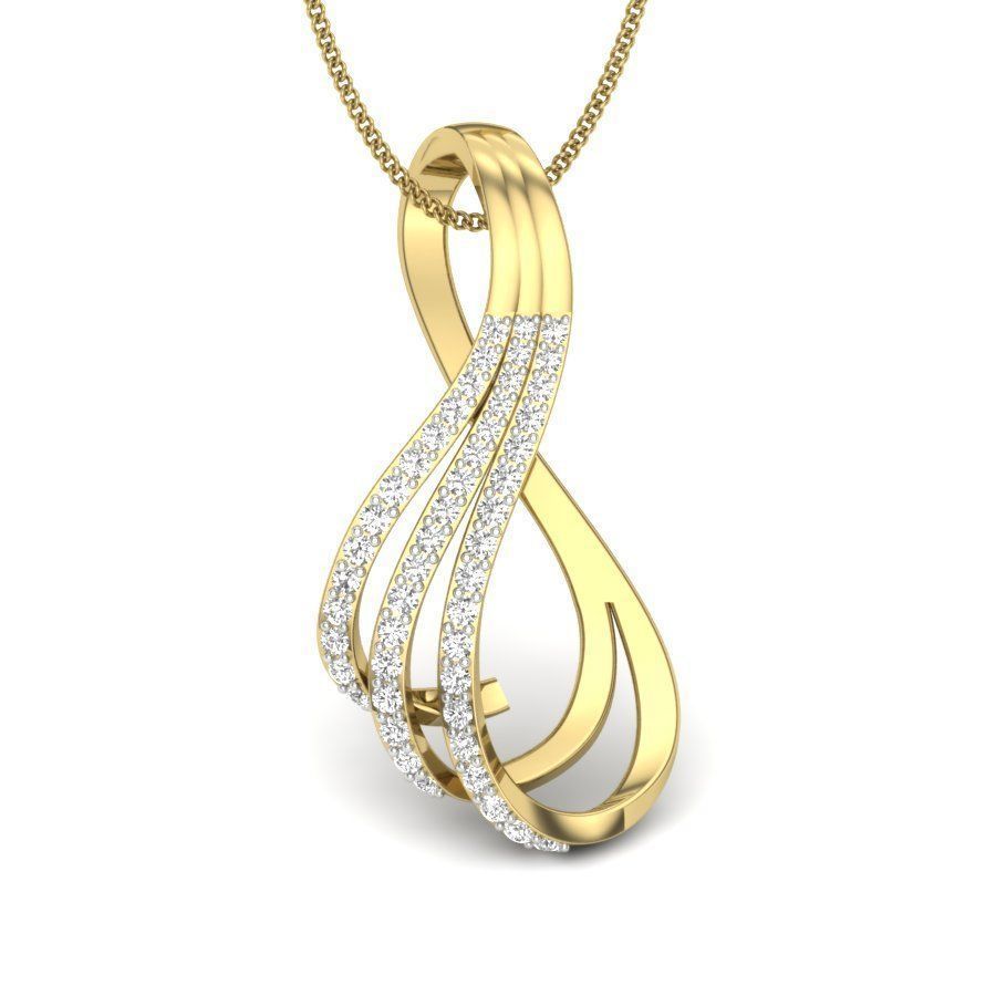 pendant 3dm stl render detail rose gold with diamonds 3D print model_14