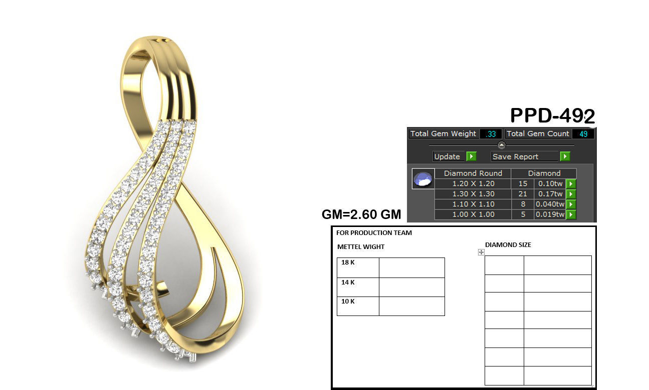 pendant 3dm stl render detail rose gold with diamonds 3D print model_18