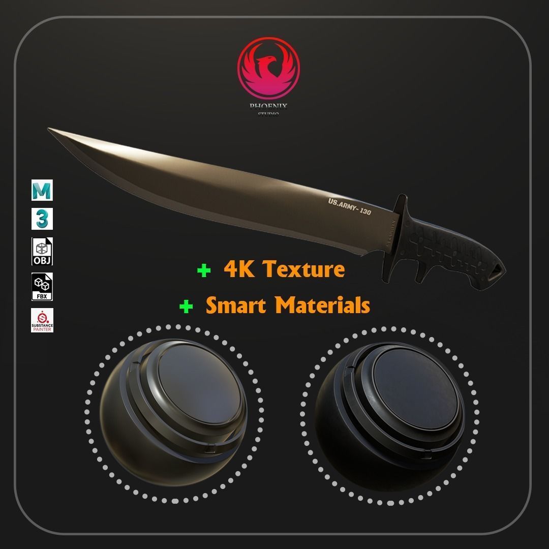 12 Military Weapons Materials Low-poly 3D model_6