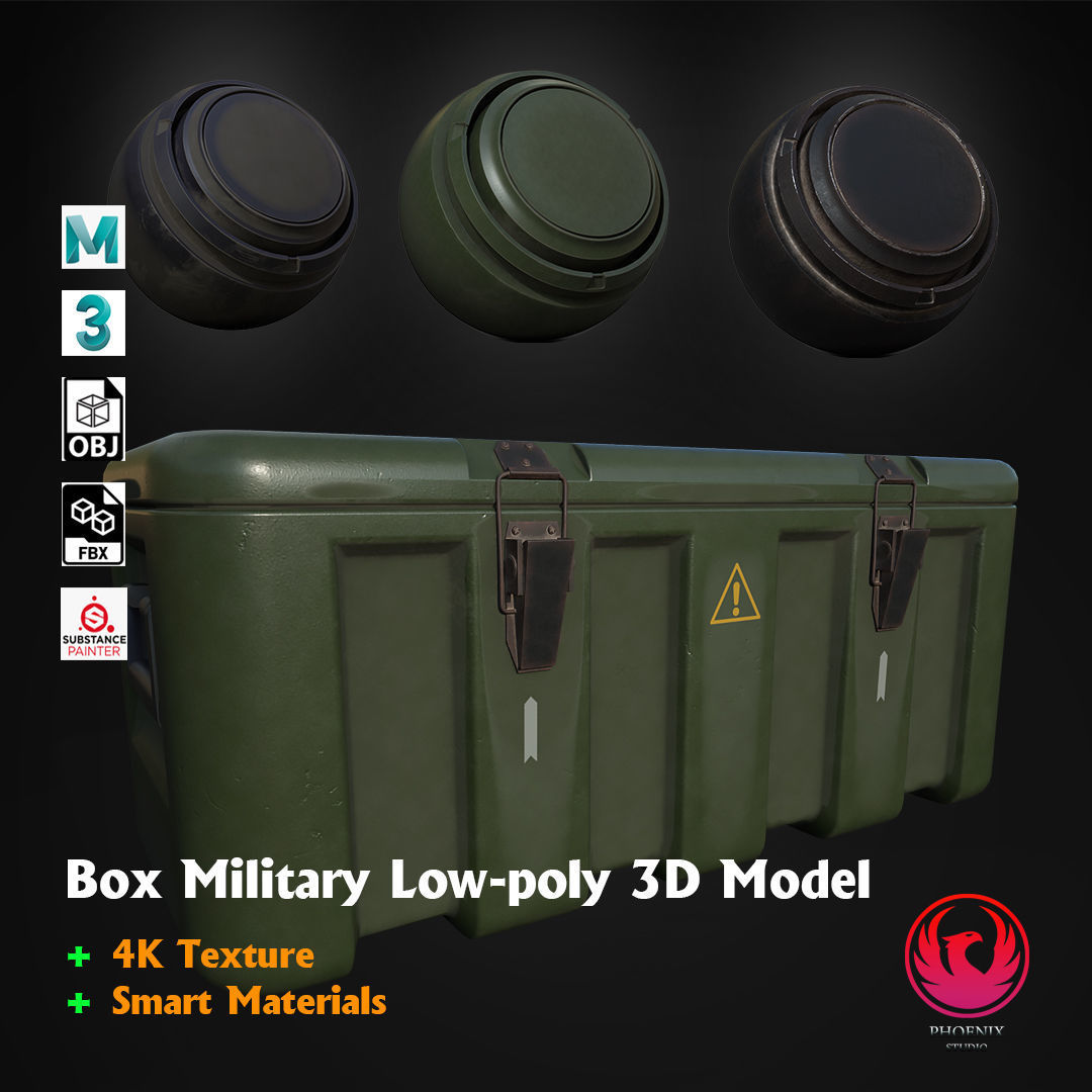 12 Military Weapons Materials Low-poly 3D model_3