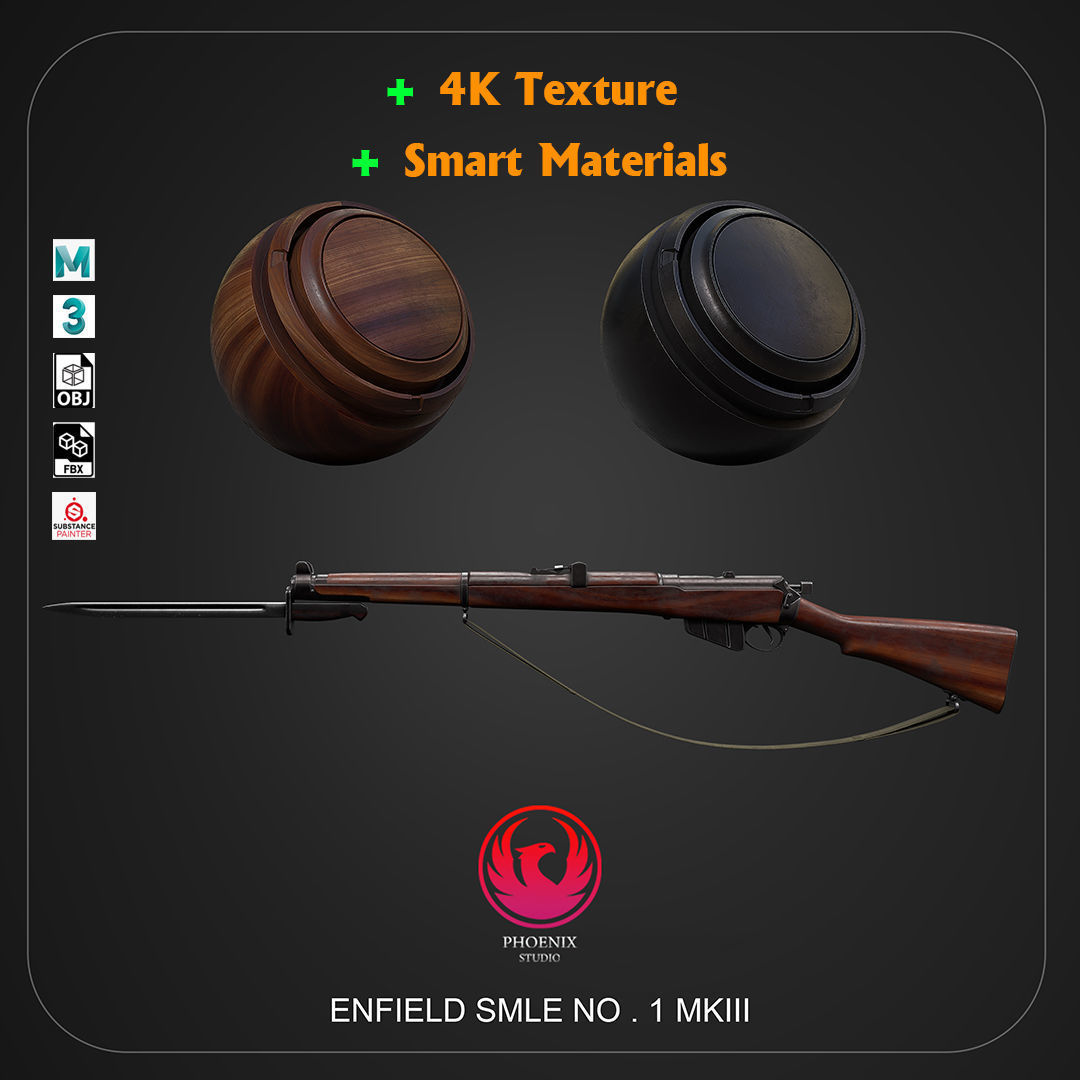 12 Military Weapons Materials Low-poly 3D model_2