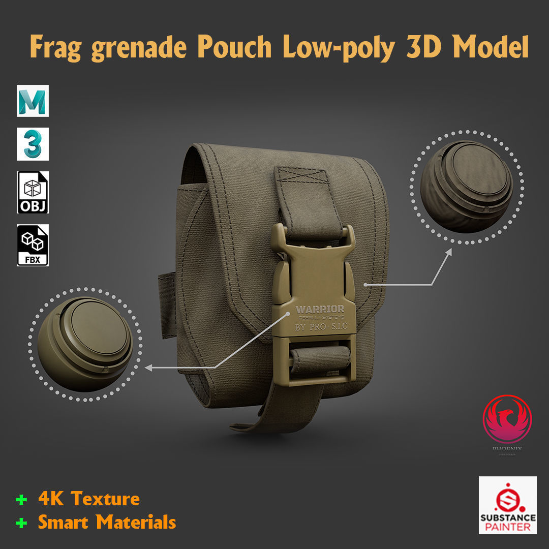 12 Military Weapons Materials Low-poly 3D model_7