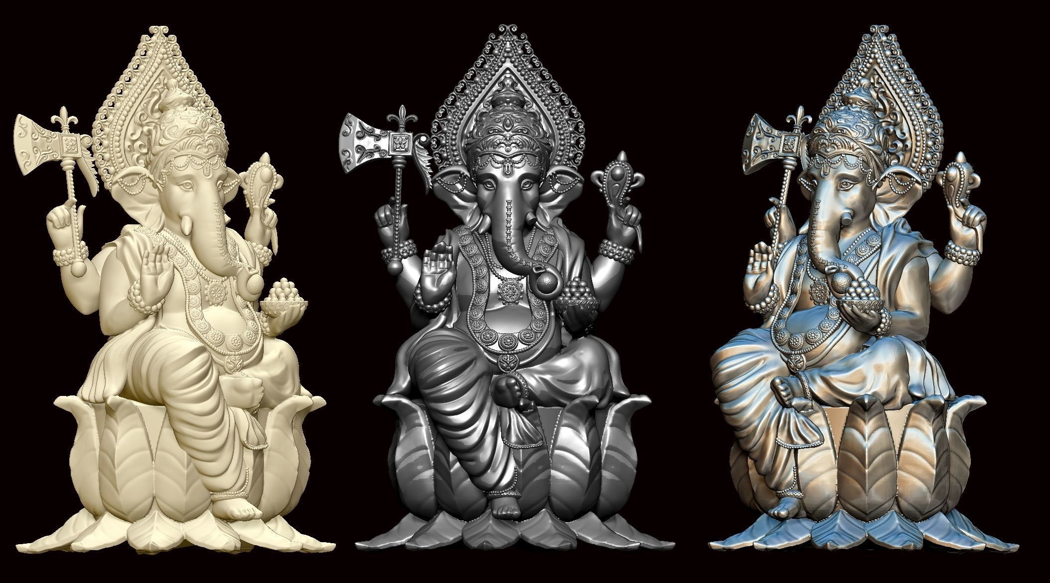 Ganesh Ji Lotus 3D Model  3D print model_2