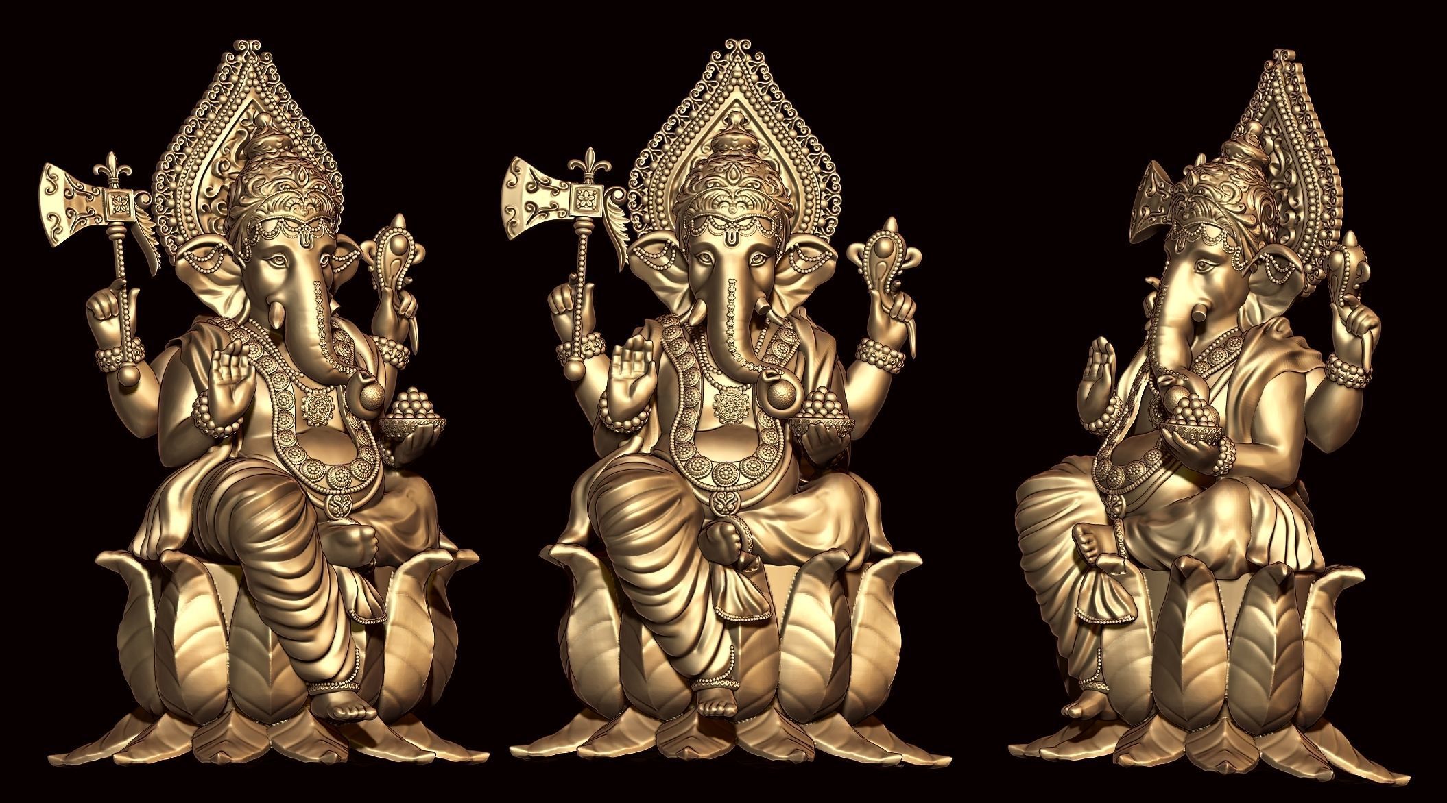 Ganesh Ji Lotus 3D Model  3D print model_5