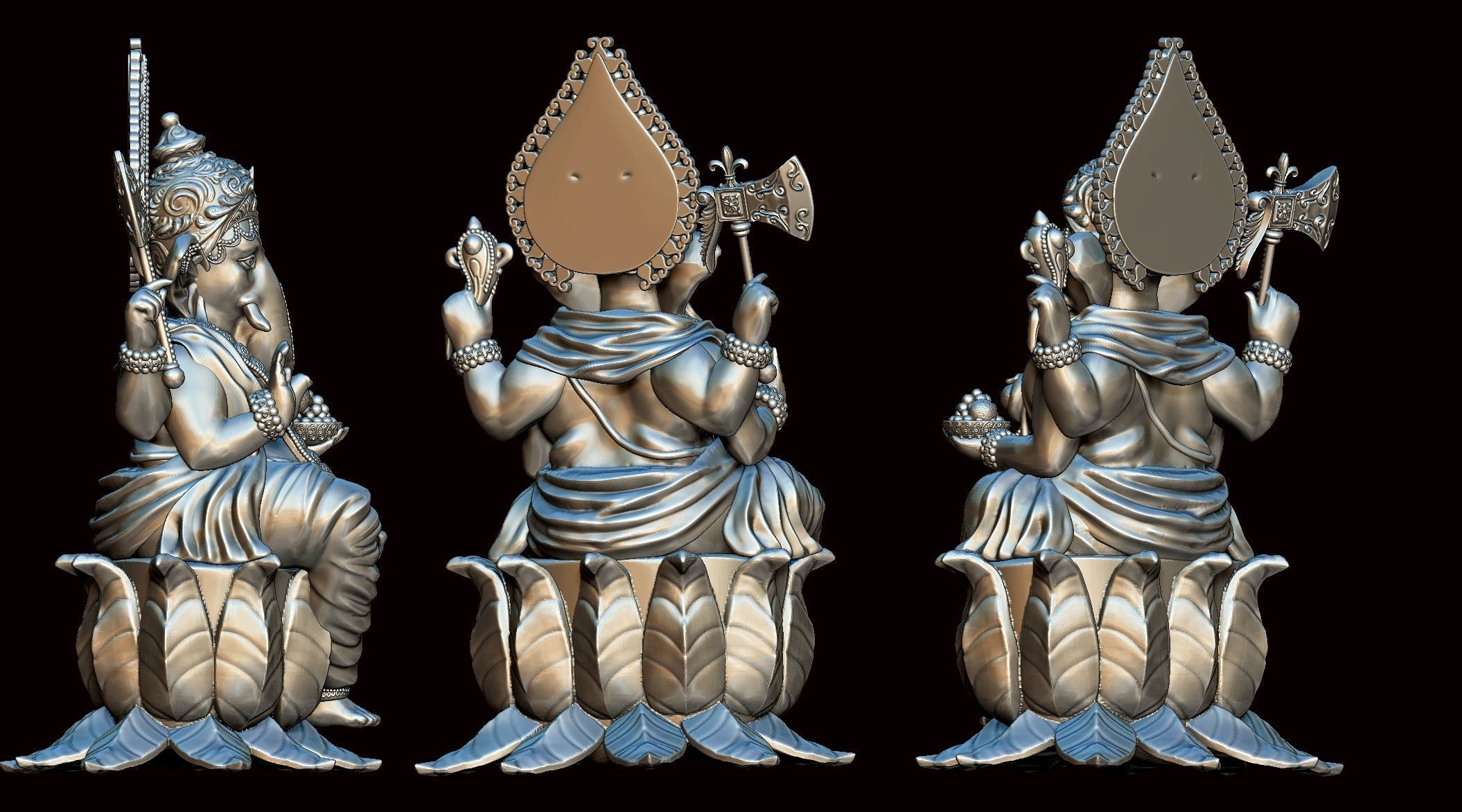Ganesh Ji Lotus 3D Model  3D print model_3