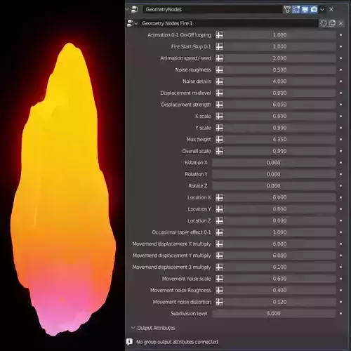 Procedural animated looping fire with blender geometry nodes Low-poly 3D model