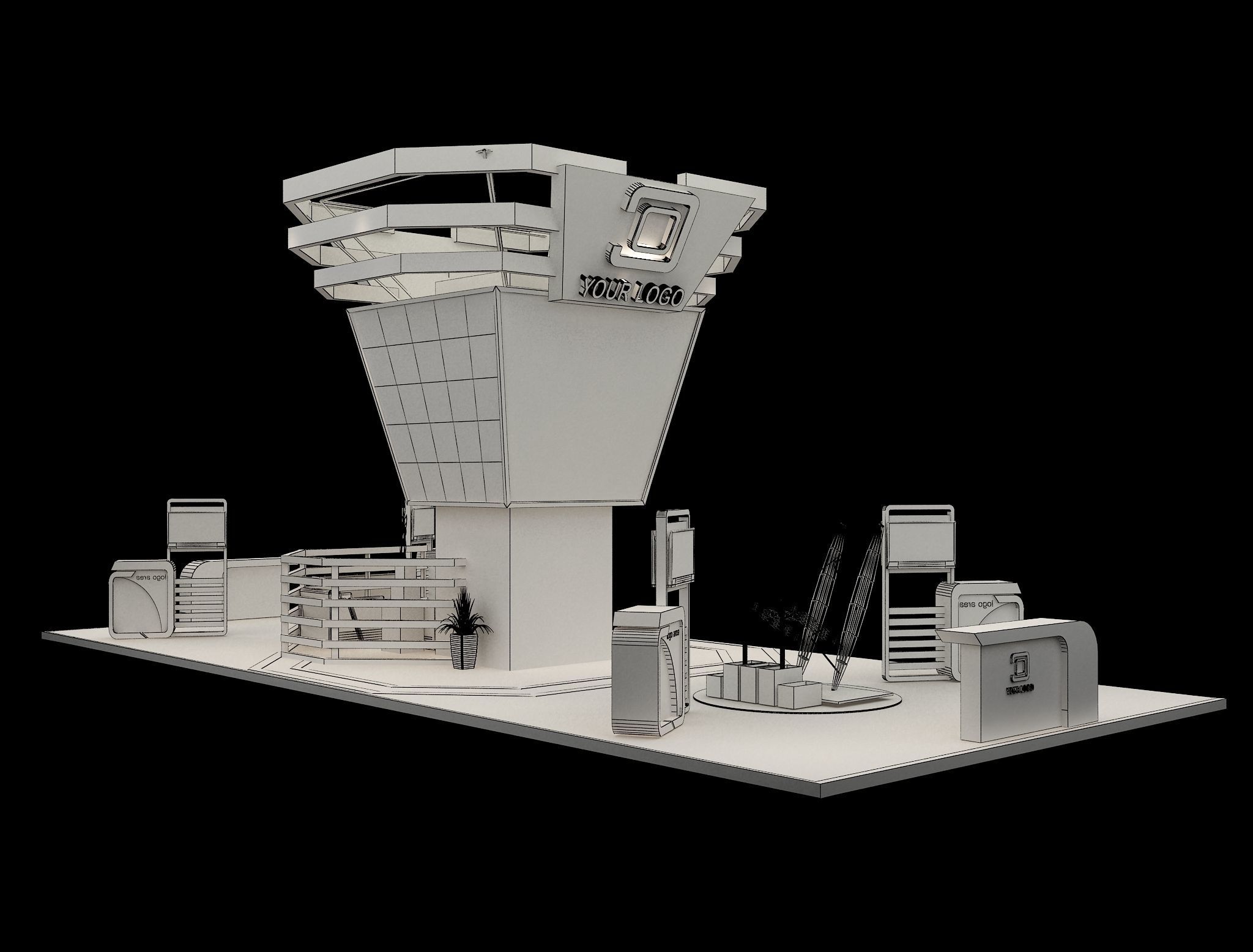 Booth Exhibition Stand a548b 3D model_9