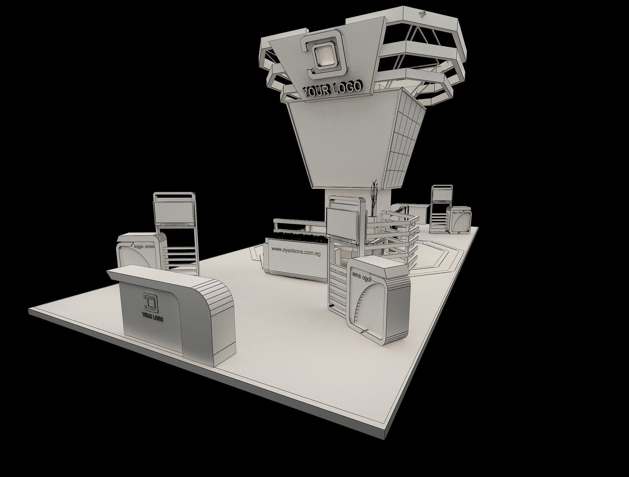 Booth Exhibition Stand a548b 3D model_15