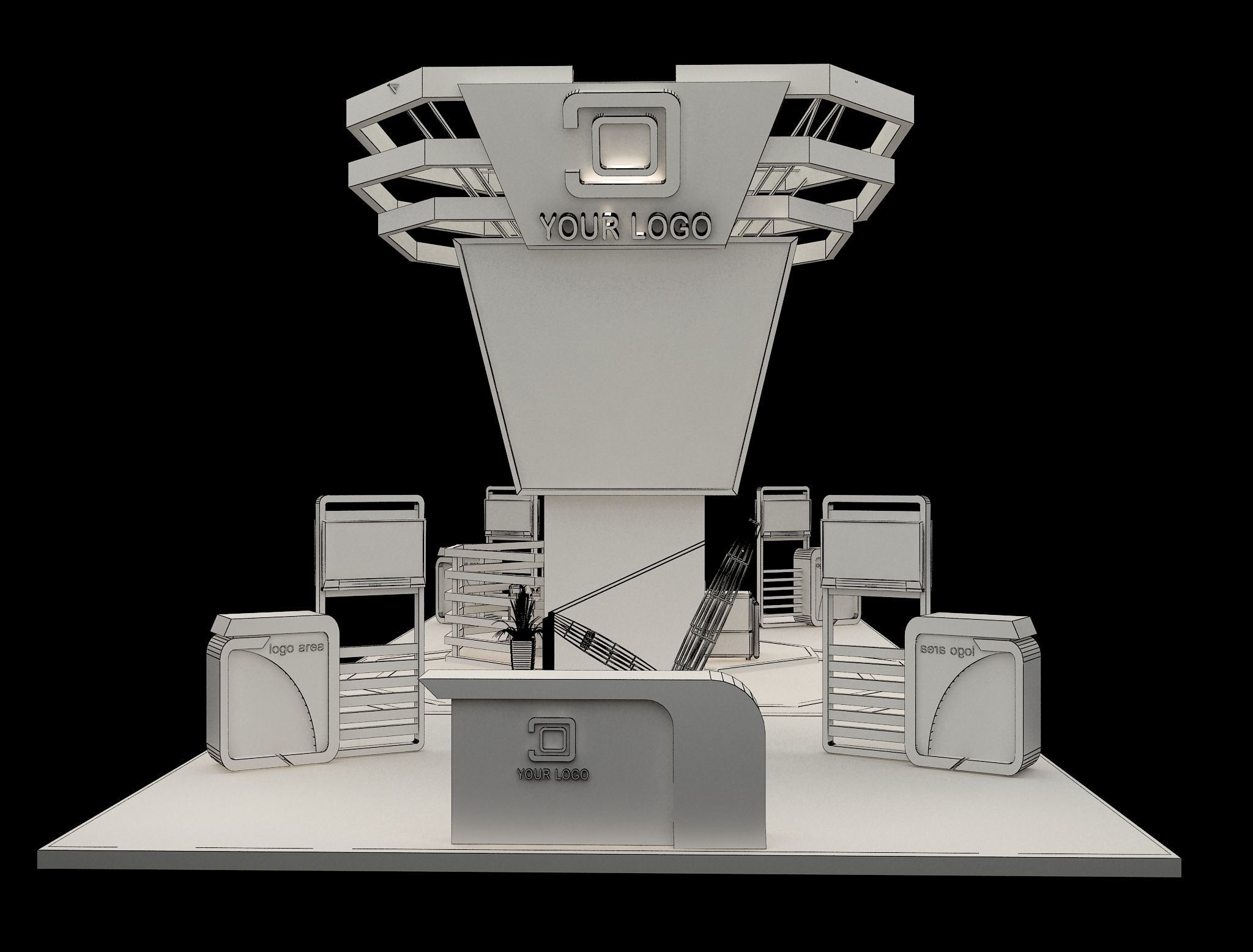 Booth Exhibition Stand a548b 3D model_11
