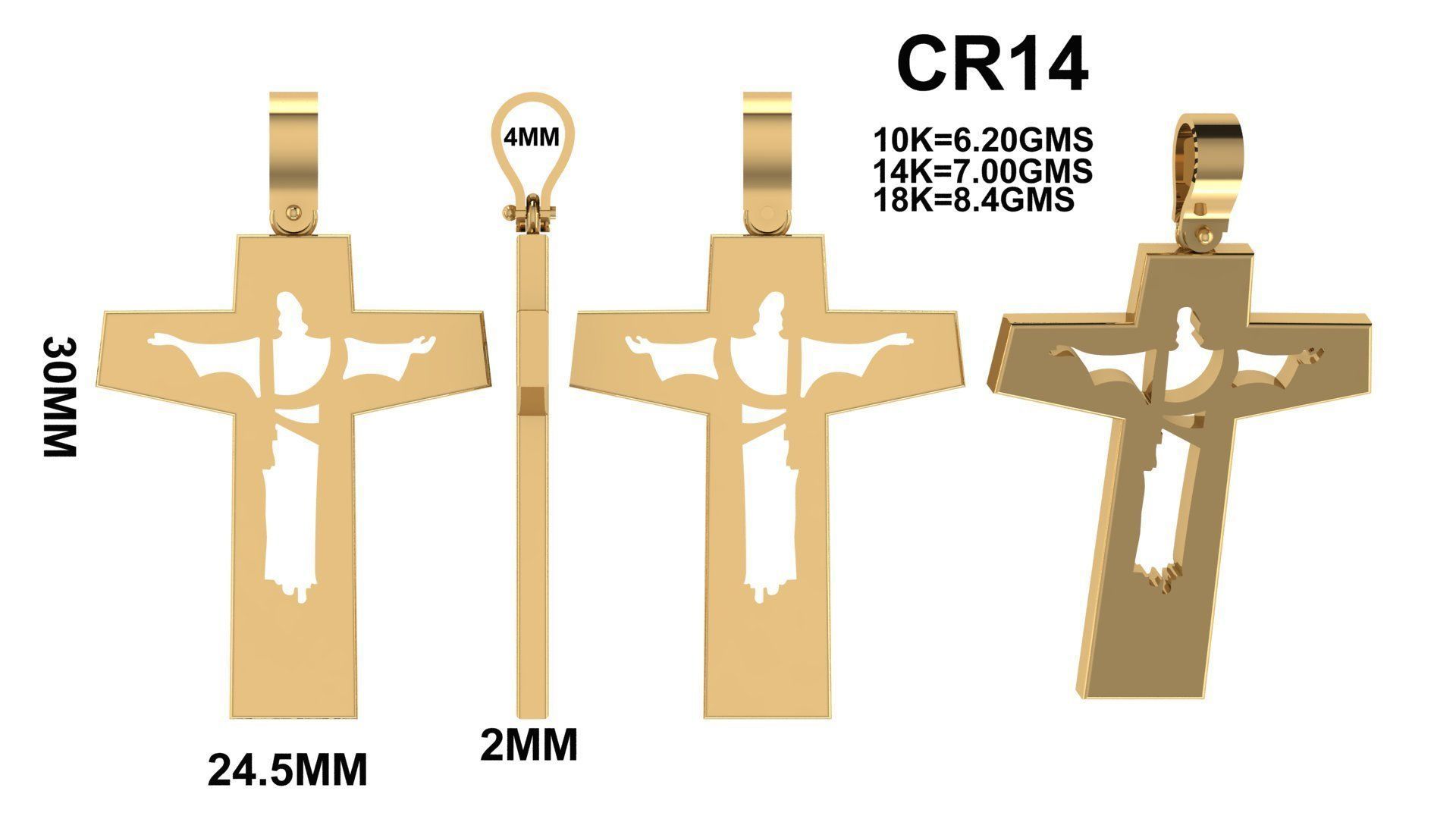 CROSS PENDANT CR14 3D print model_3