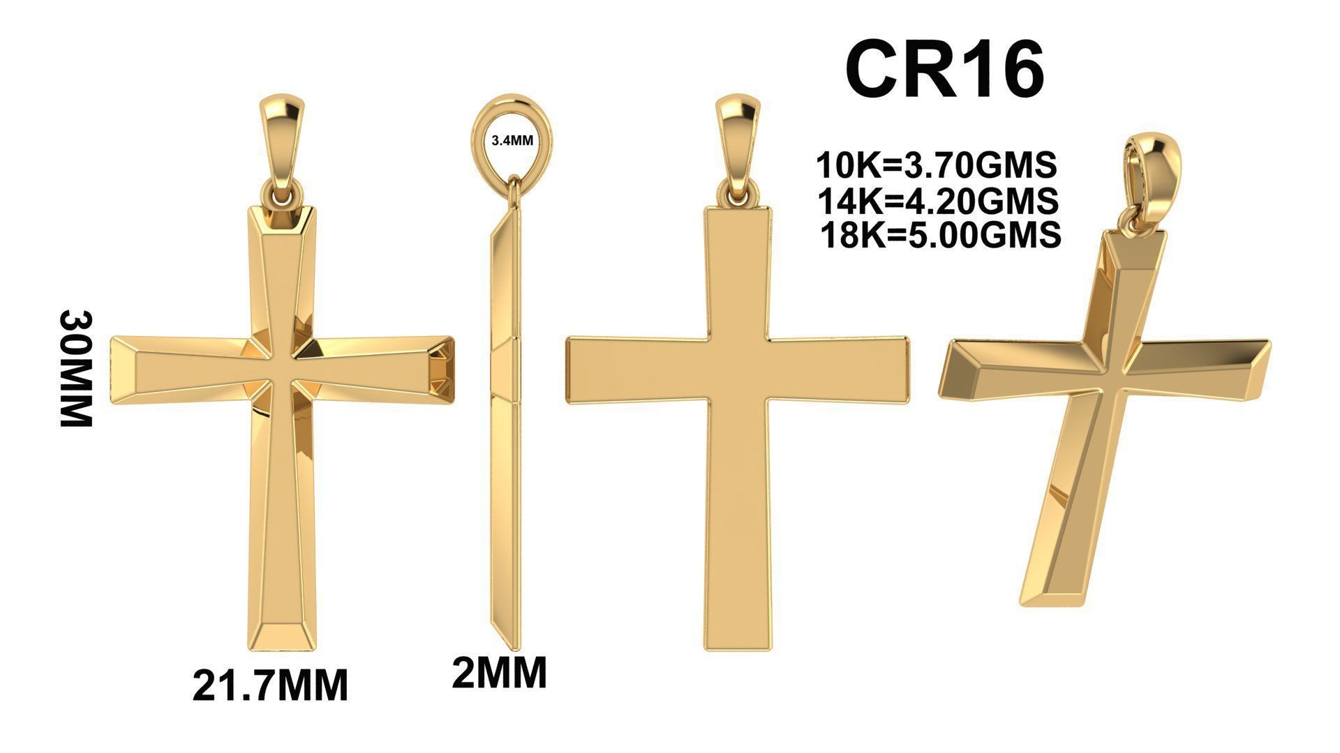 CROSS PENDANT CR16 3D print model_3