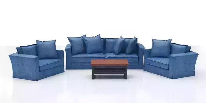 contemporary sofa set Low-poly 3D model
