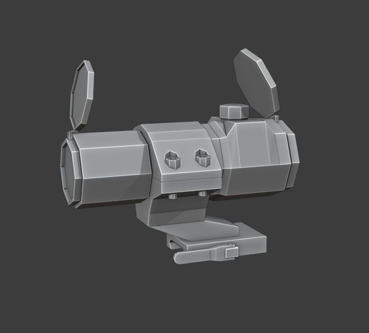 Scope Pack Low Poly 6 Scopes Low-poly 3D model_5