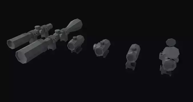 Scope Pack Low Poly 6 Scopes Low-poly 3D model