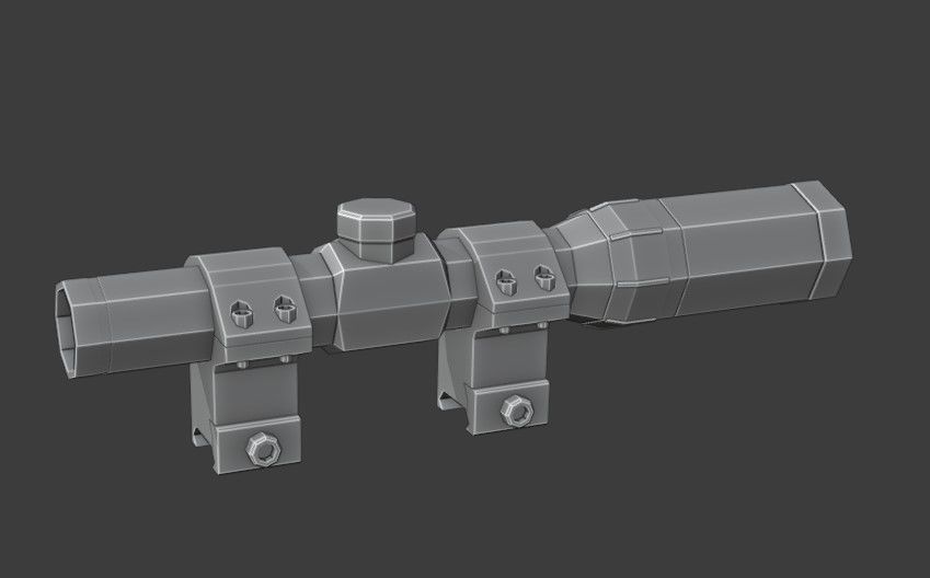 Scope Pack Low Poly 6 Scopes Low-poly 3D model_8