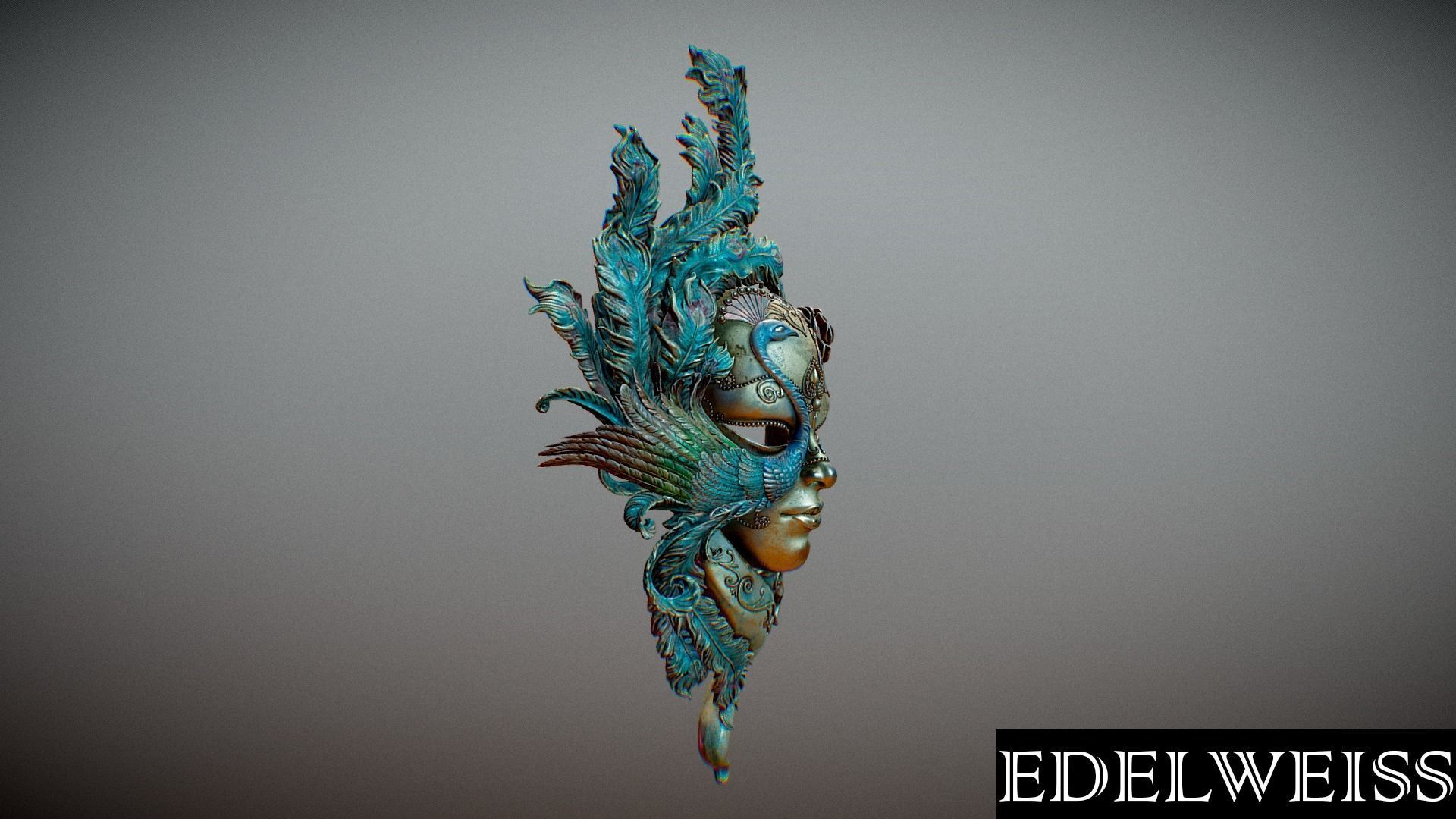 The Venetian masquerade mask 3D model_3