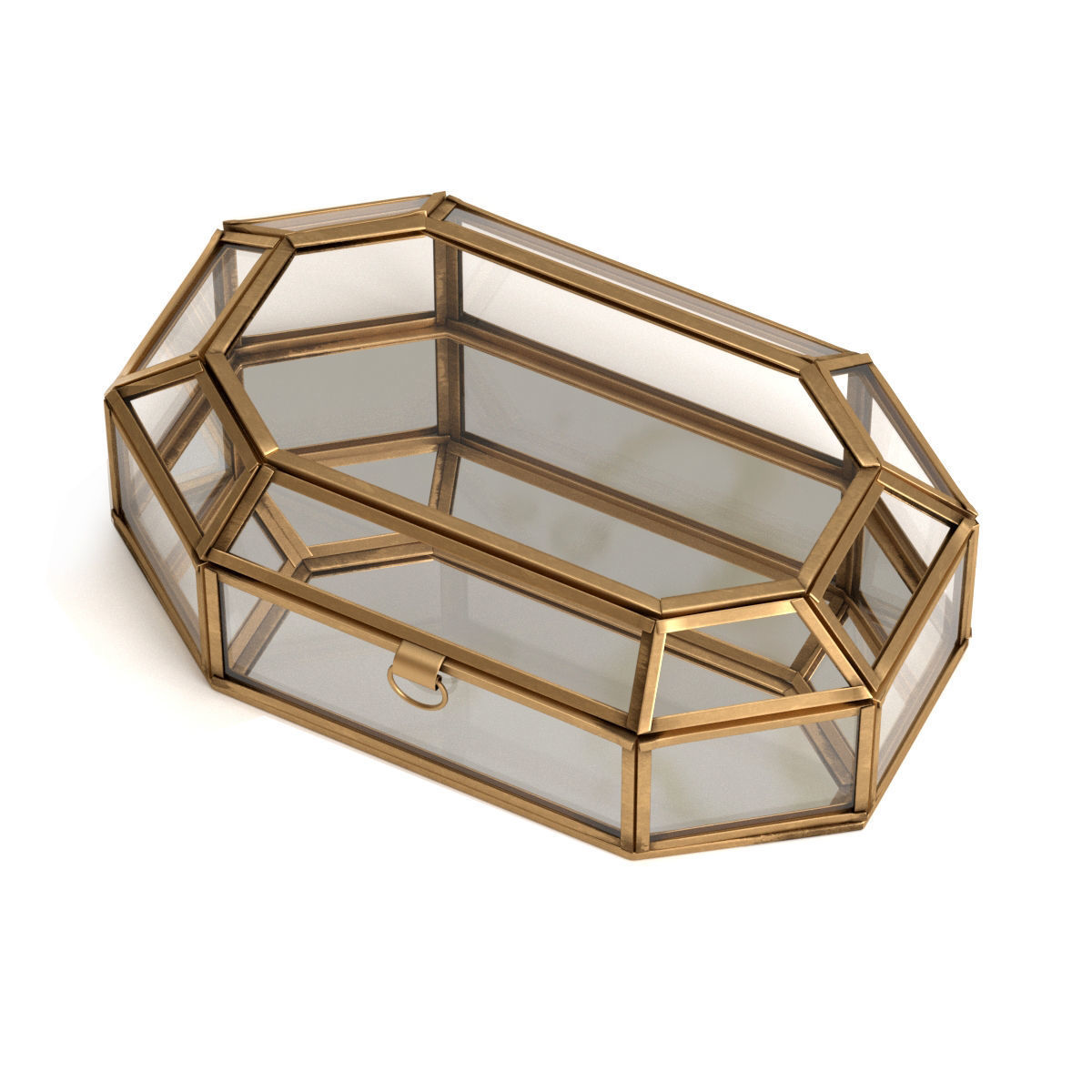 Brass Glass Jewelry box 3D model CGTrader
