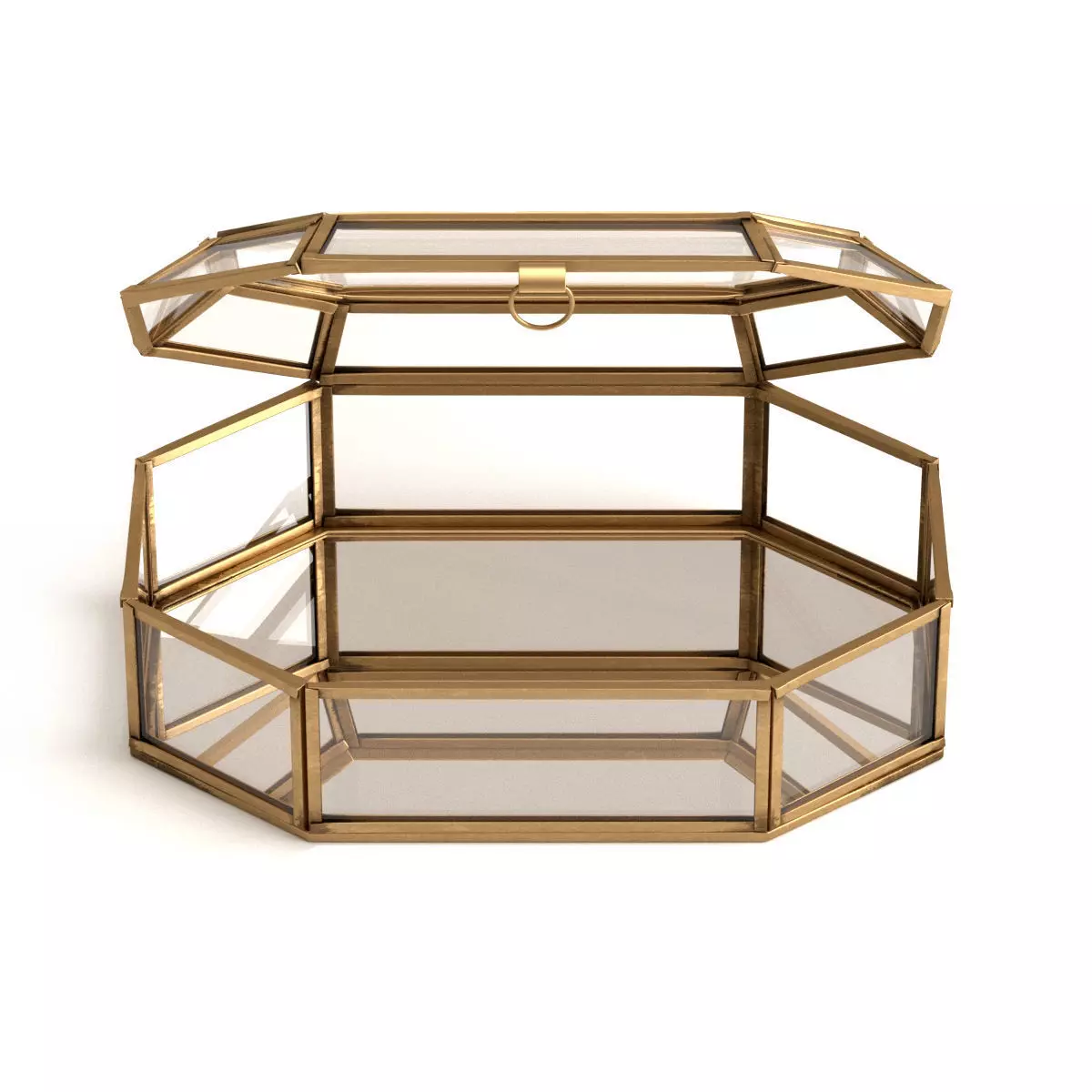 Brass Glass Jewelry box 3D model