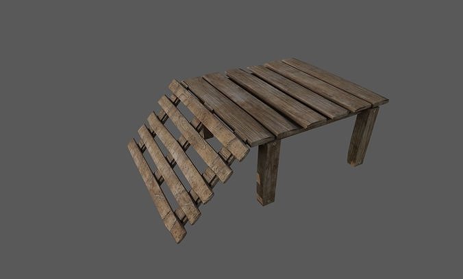 Bridge platform wood  Low-poly 3D model