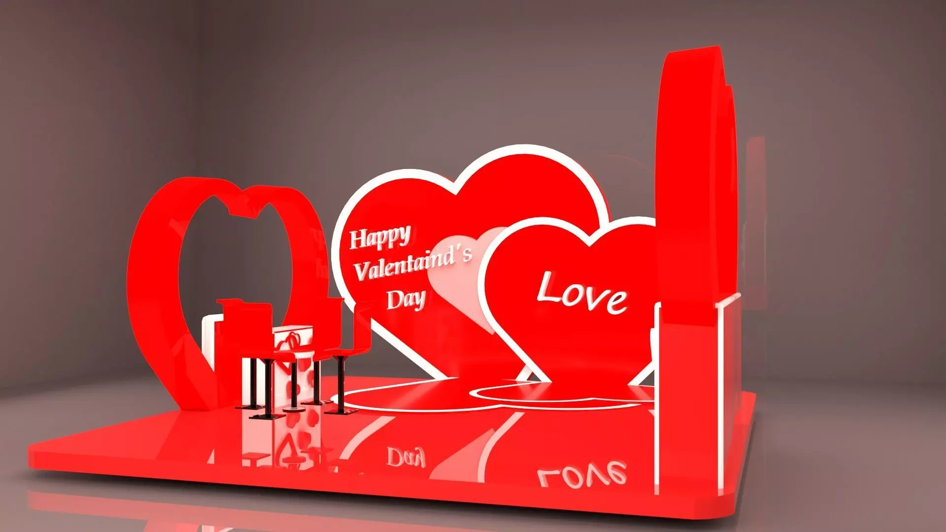 Happy valentine day stall 3D model