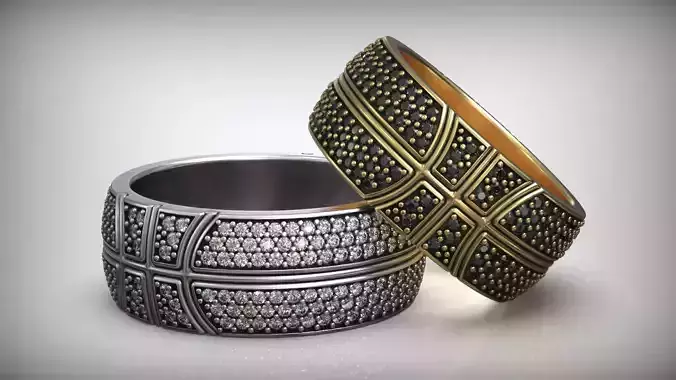 Basketball Ball Pave Diamond Wedding Ring 3D print model