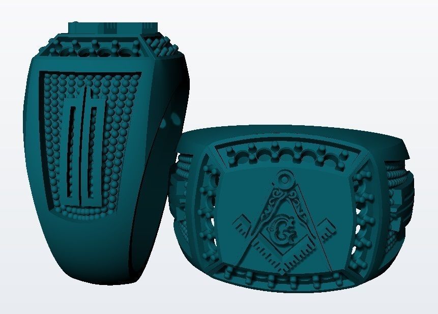 Masonic Ring For Men With Diamonds 3D print model_8