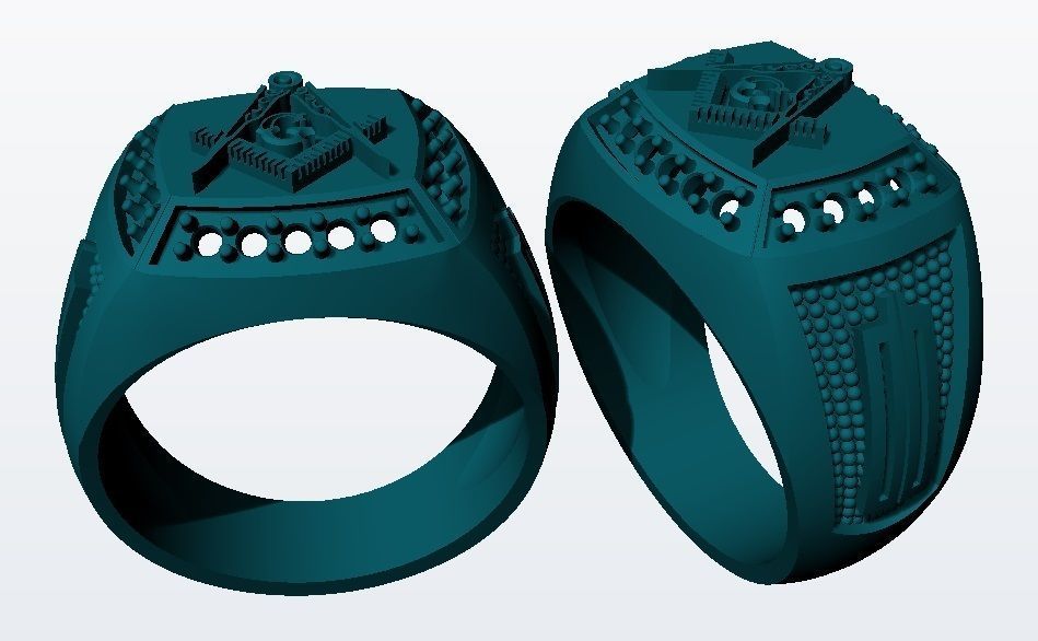 Masonic Ring For Men With Diamonds 3D print model_7