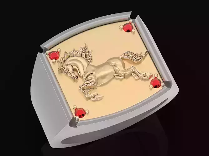 Horse man ring Sculpture jewelry Gold silver