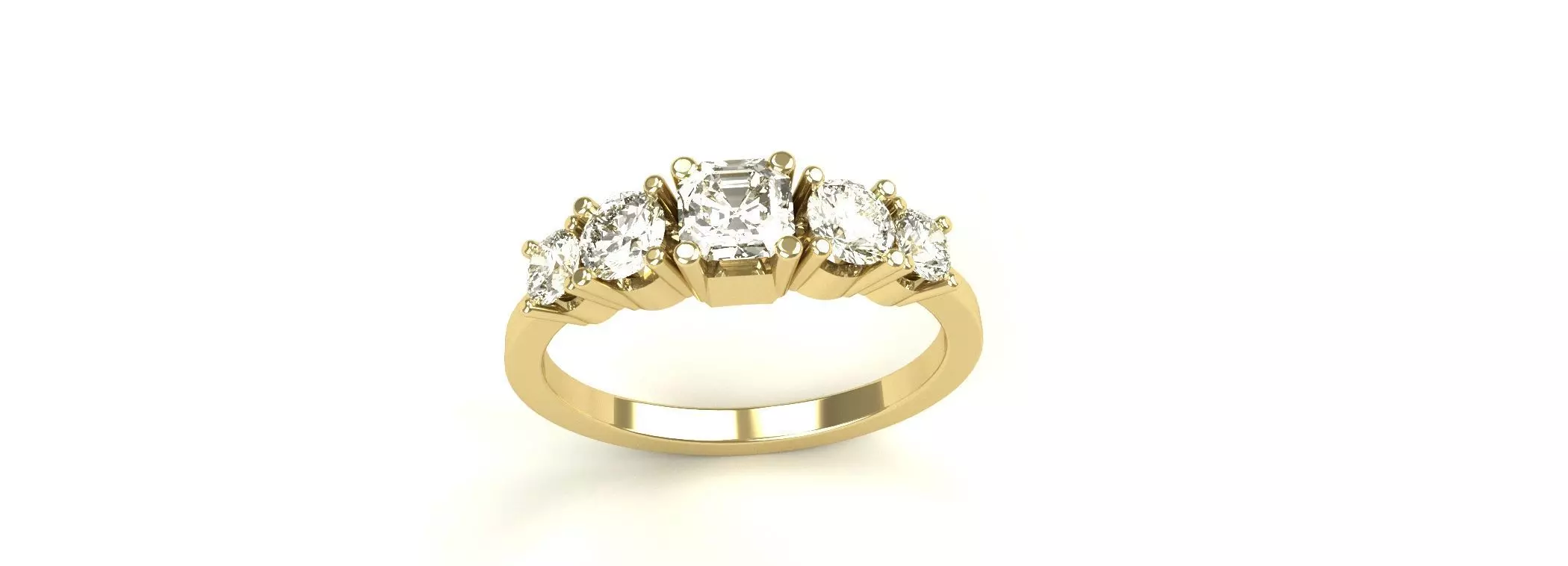 5 Stone Ladies Ring Gold Platinum Silver Womens Luxury Jewelry 3D print model