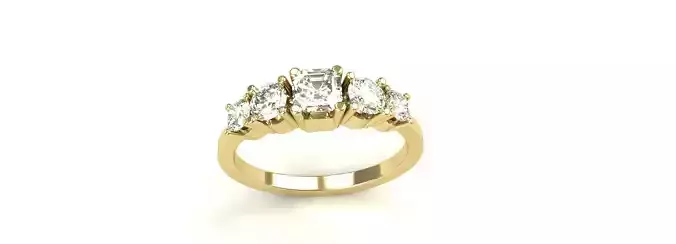 5 Stone Ladies Ring Gold Platinum Silver Womens Luxury Jewelry