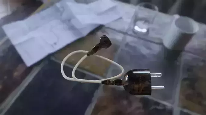 old power cord cable 220v Low-poly 3D model
