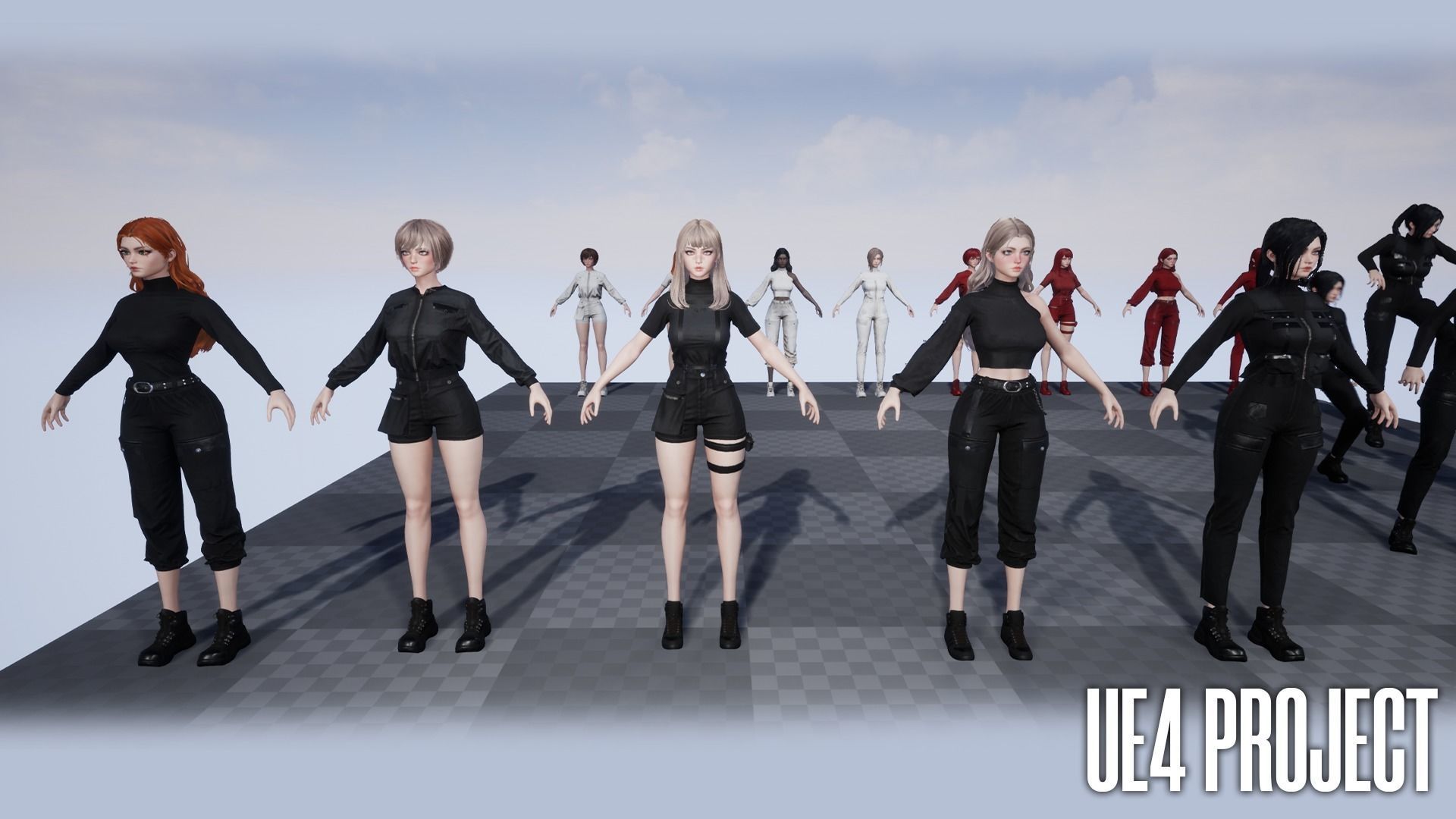 Techwear Girl - Game Ready Low-poly 3D model_19