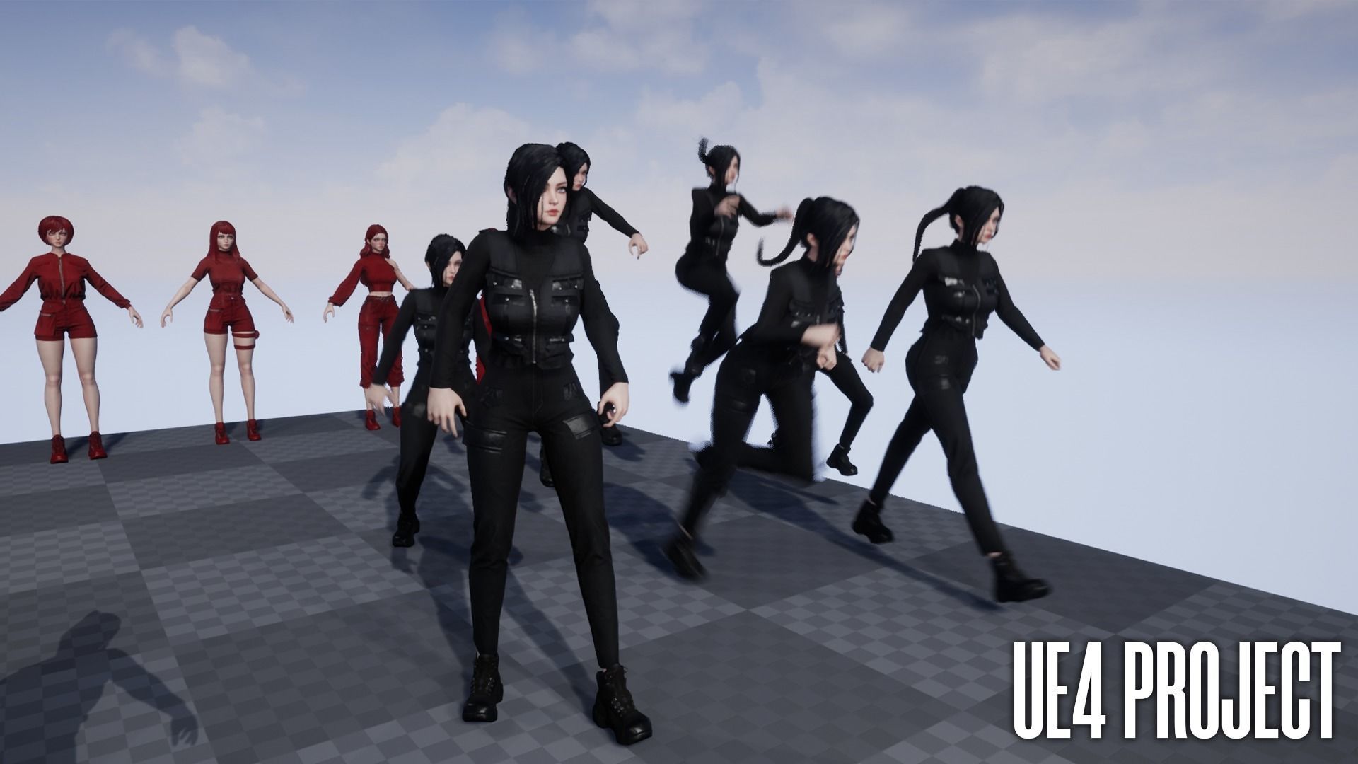 Techwear Girl - Game Ready Low-poly 3D model_20