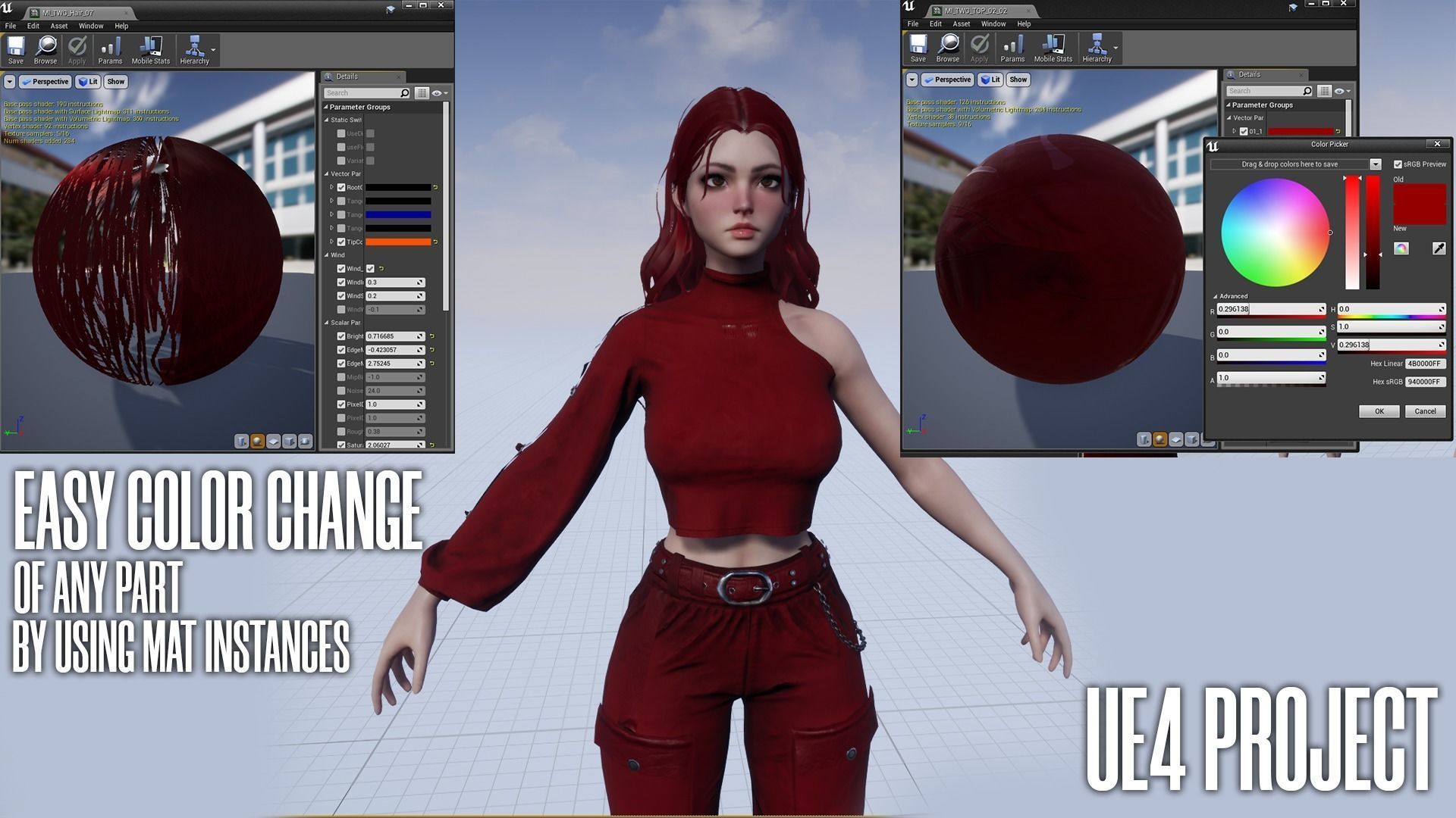 Techwear Girl - Game Ready Low-poly 3D model_22