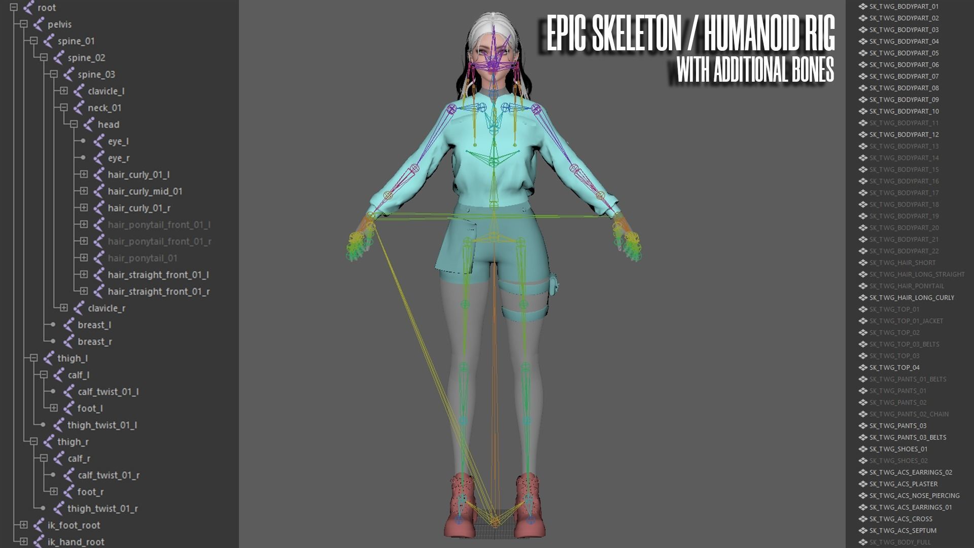 Techwear Girl - Game Ready Low-poly 3D model_16