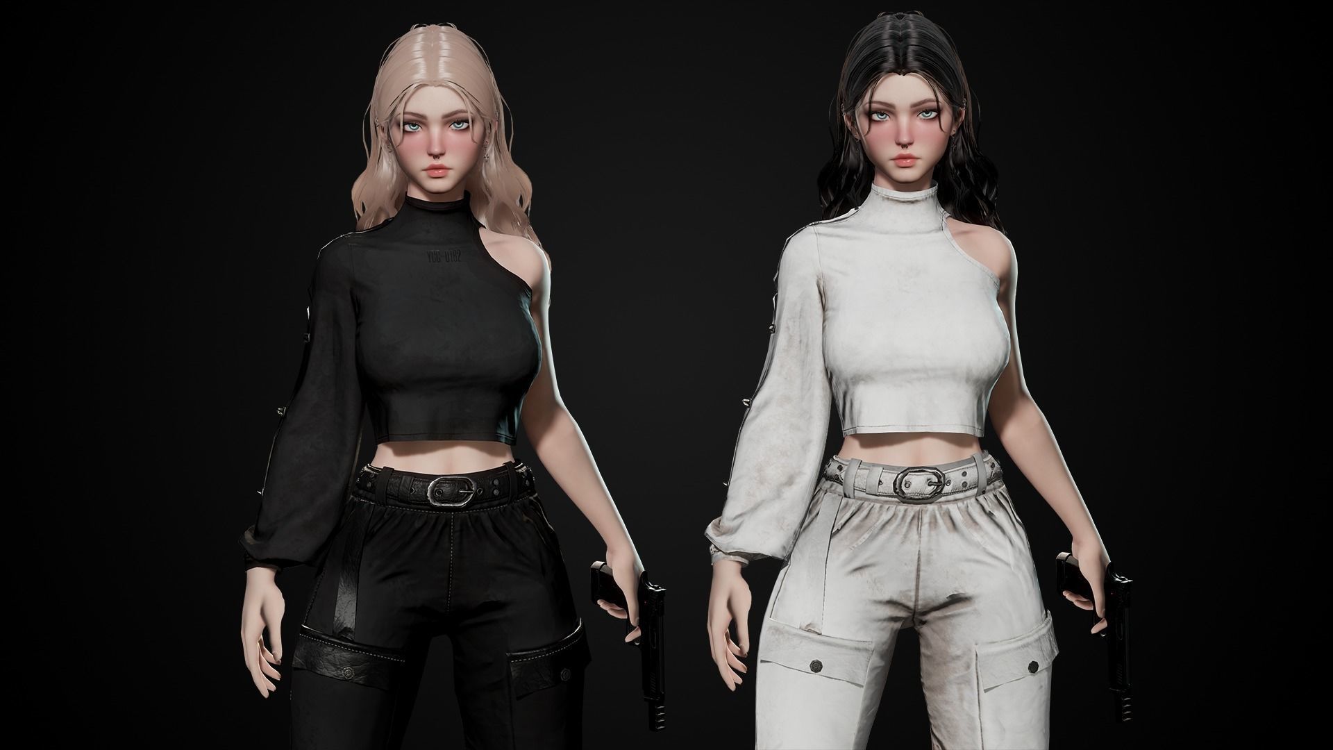 Techwear Girl - Game Ready Low-poly 3D model_13