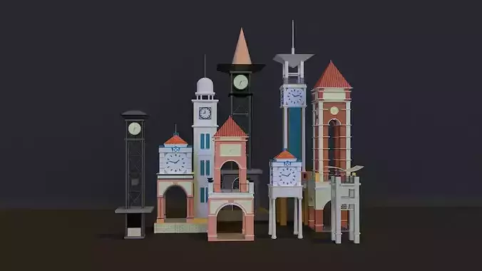 Elizabeth Clock Tower Brighton 3D model Low-poly 3D model
