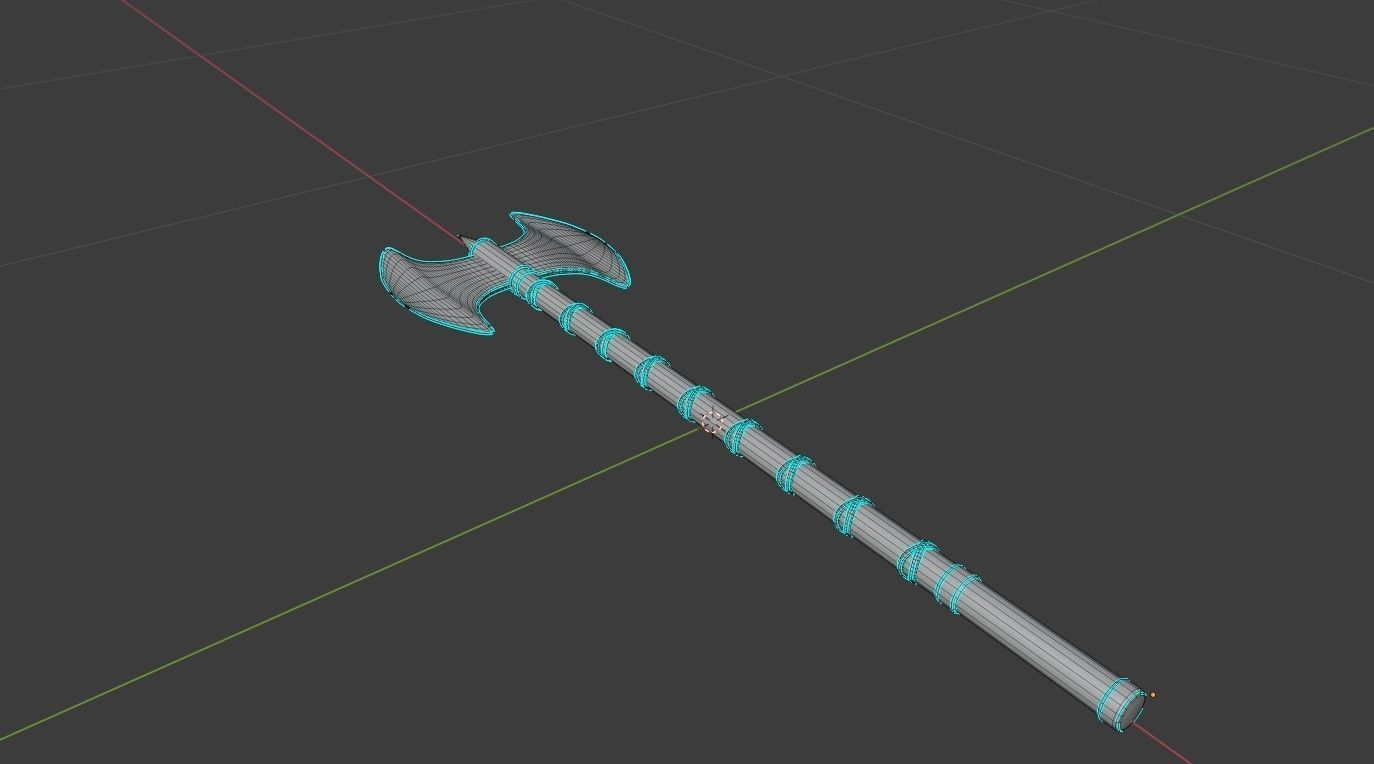 Medieval  Double Axe V1 Low-poly 3D model_19