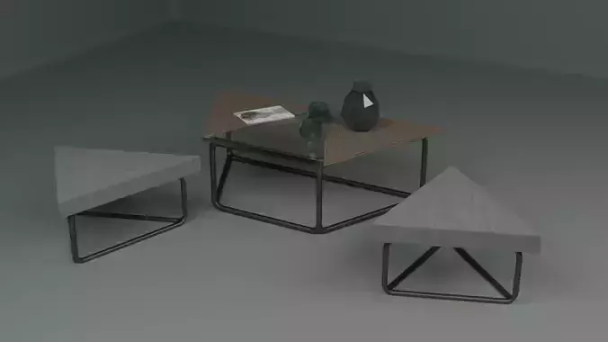 Coffee table and chair