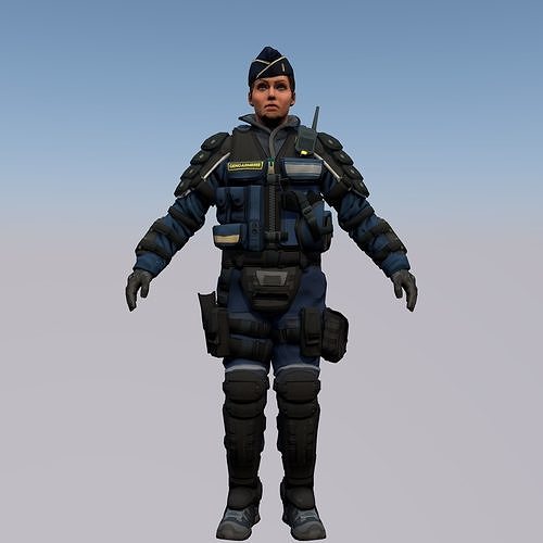 Agent from the game CSGO Commandant Rushar 3D model