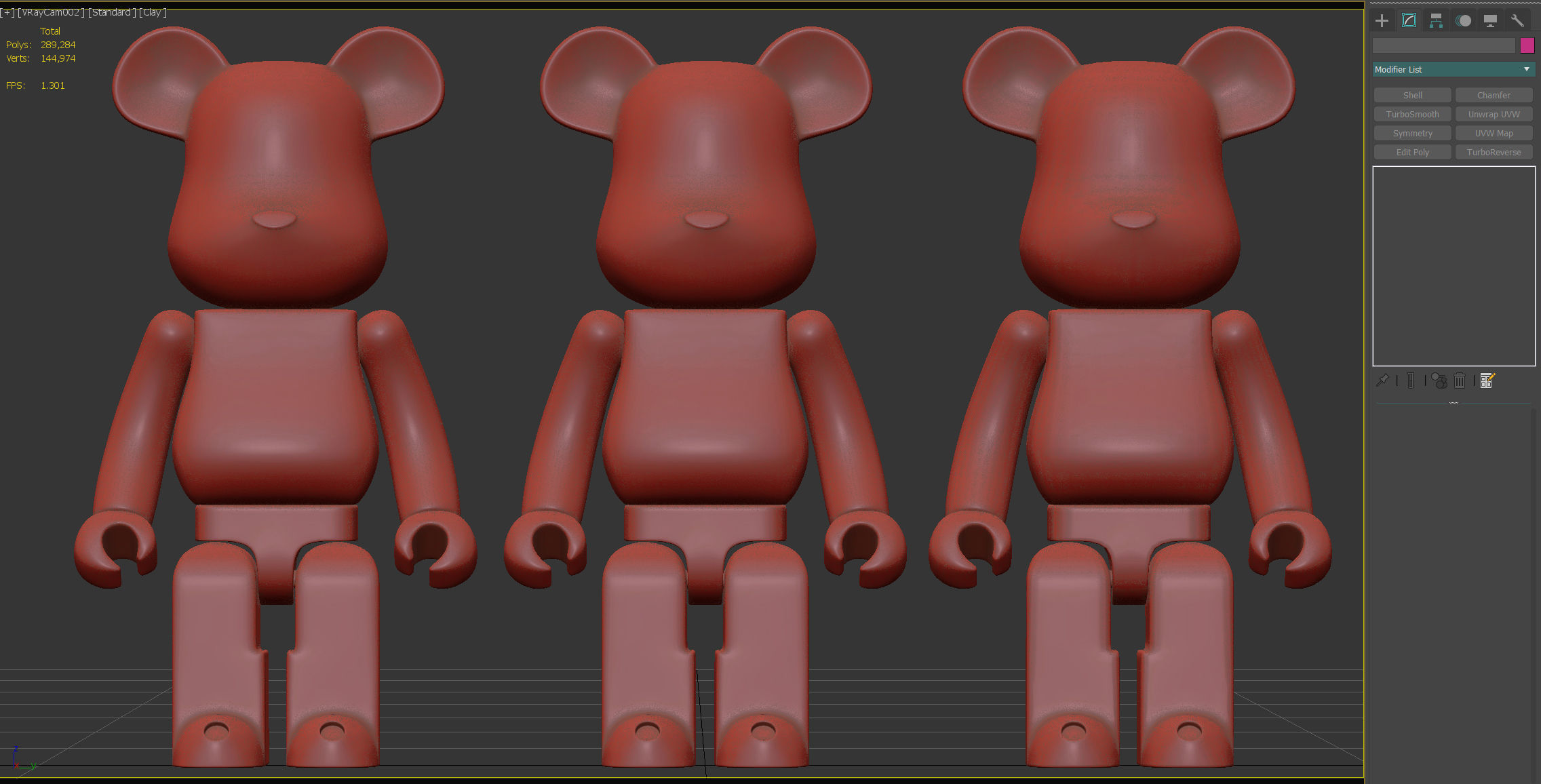 Bearbrick three figures Low-poly 3D model_13
