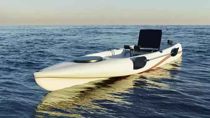 Kayak fishing boat Low-poly 3D model