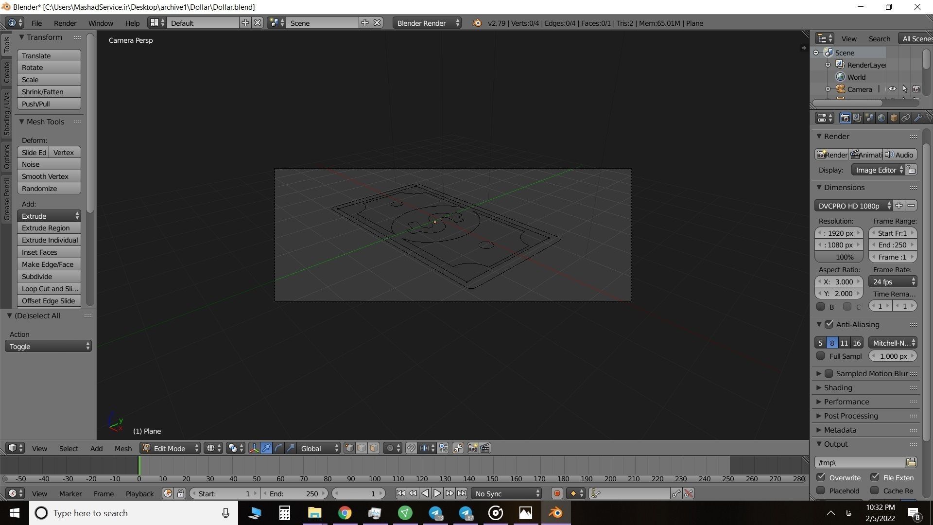 Dollar bill Low-poly 3D model_4