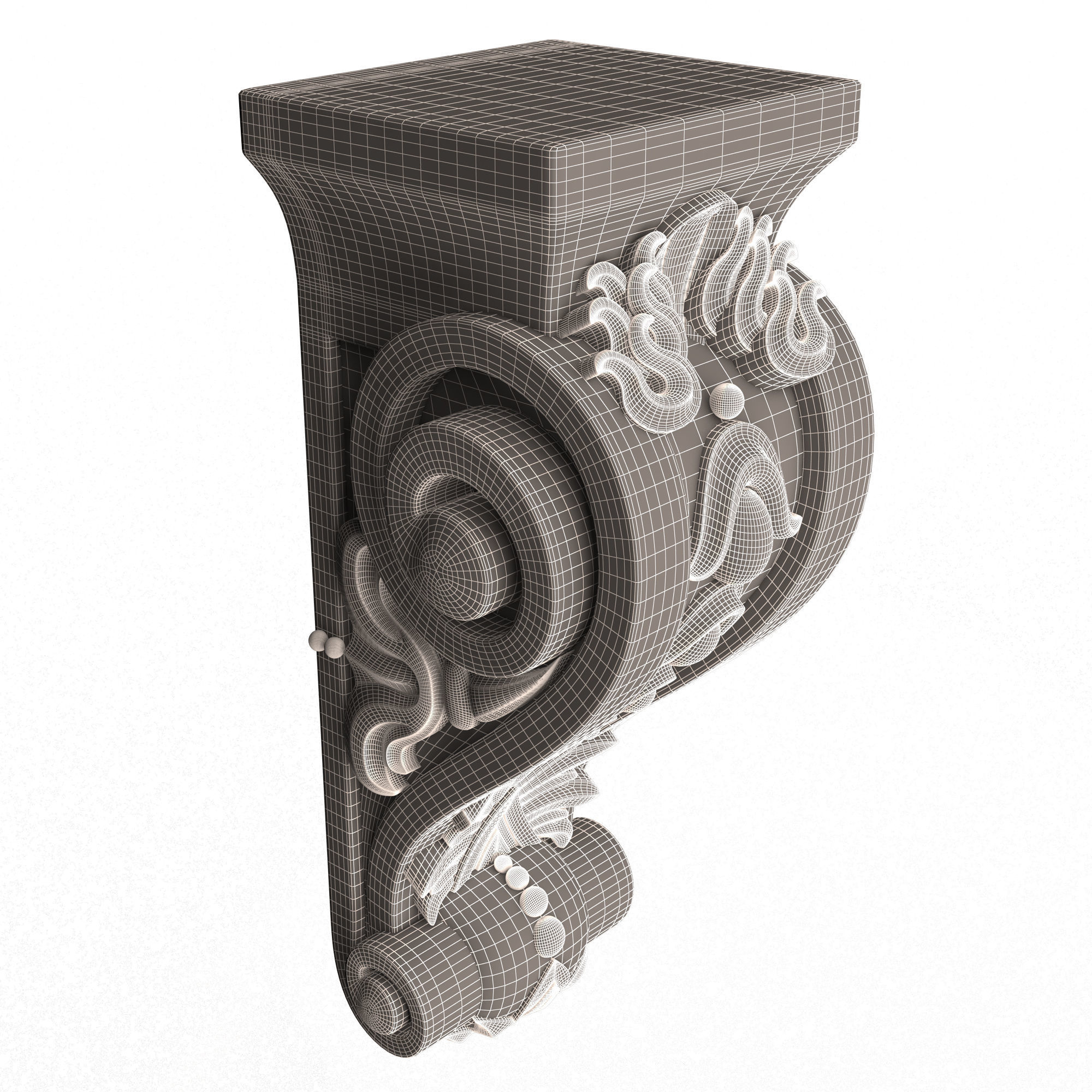 Corbel Carved 07 Low-poly 3D model_10