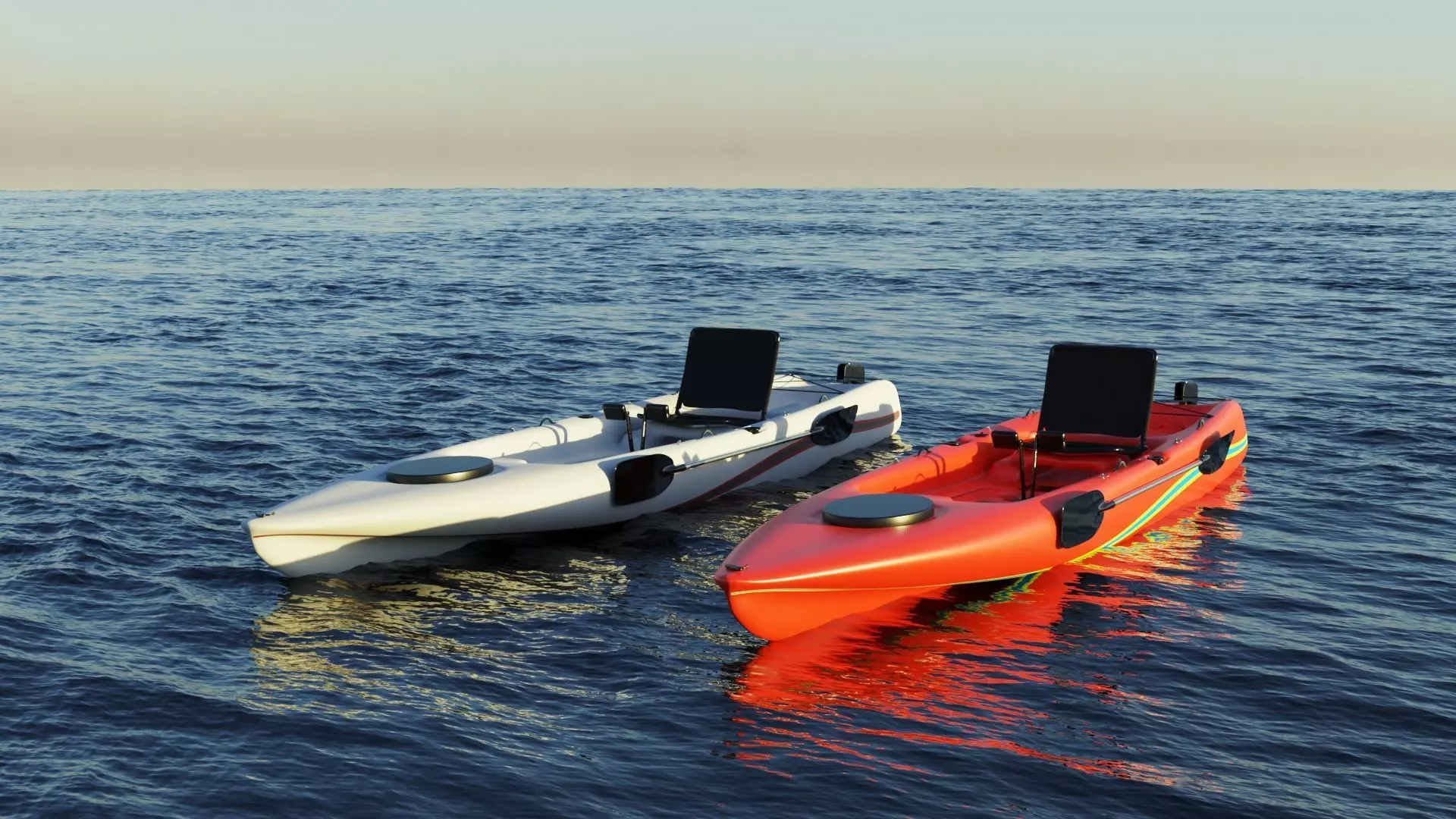 Kayak 3D model floating in ocean 3D Model Collection_0