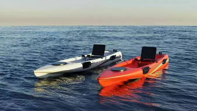 Kayak 3D model floating in ocean 3D Model Collection