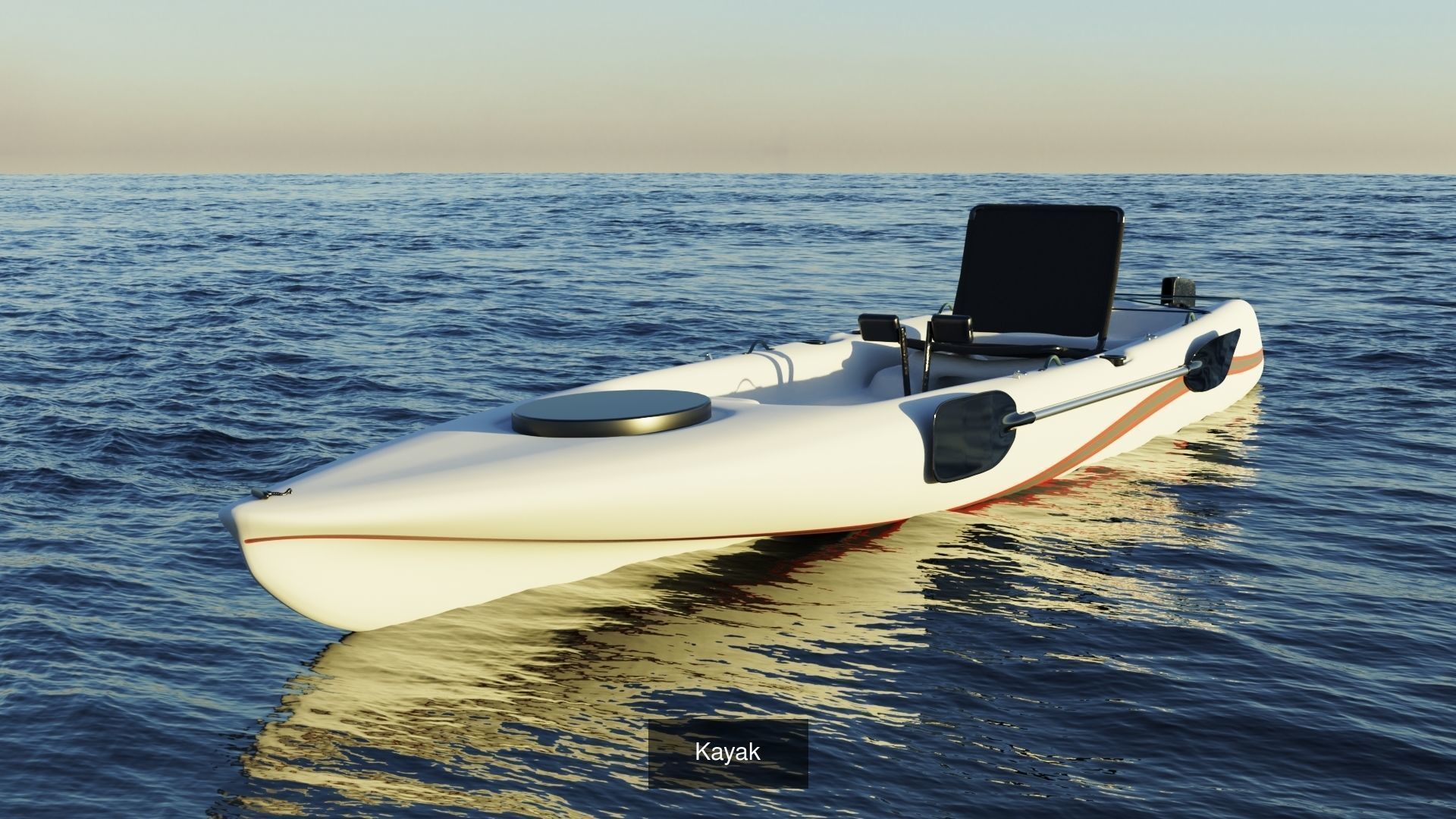 Kayak 3D model floating in ocean 3D Model Collection_2