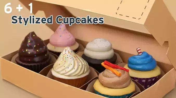 6 Stylized Cupcakes