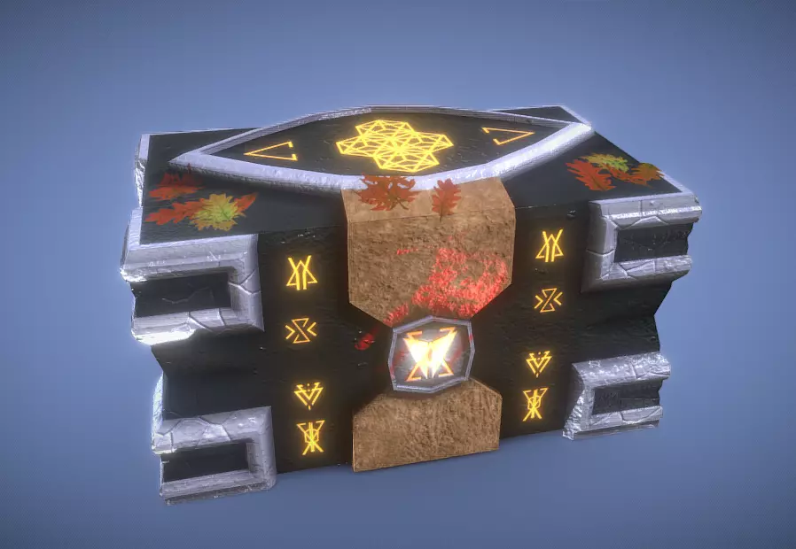 Obsidian Runebound Chest Low-poly 3D model_0